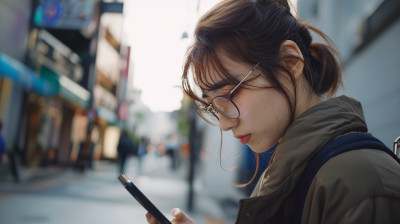 スマホを見る女性